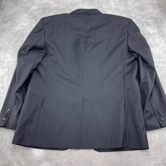 Jos A Bank Blazer Men 44R Gray Chalk Stripe Signature Gold Wool Classic Jacket - Picture 8 of 12